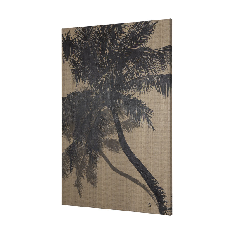 Toile texturée embellie à la main Palm Shadow I a, H 60 po x l 40 po x P 1,5 po