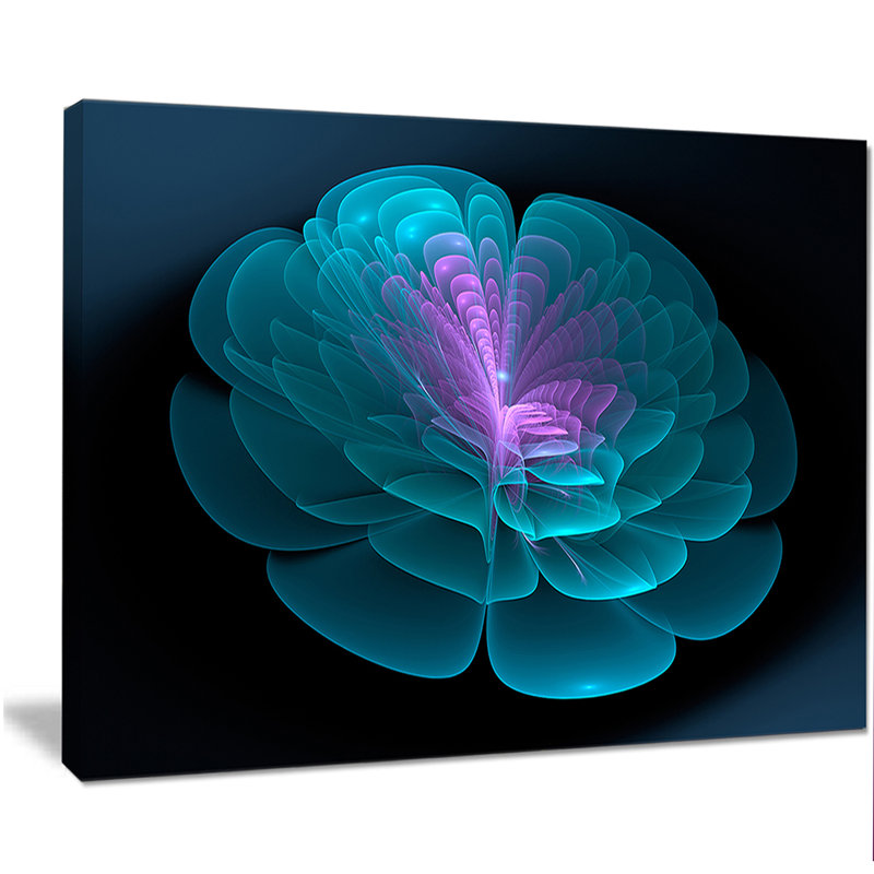 « abstract blue floral fractal background », impression sur toile tendue, H 20 po x l 20 po x P 1 po