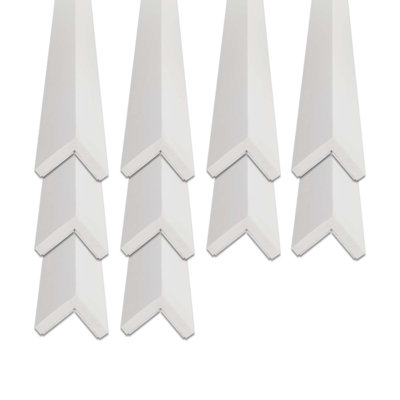 Outwater White Wall Corner Protector Trim With Adhesive, High Impact Polystyrene, 8FT Length, 10 Pack