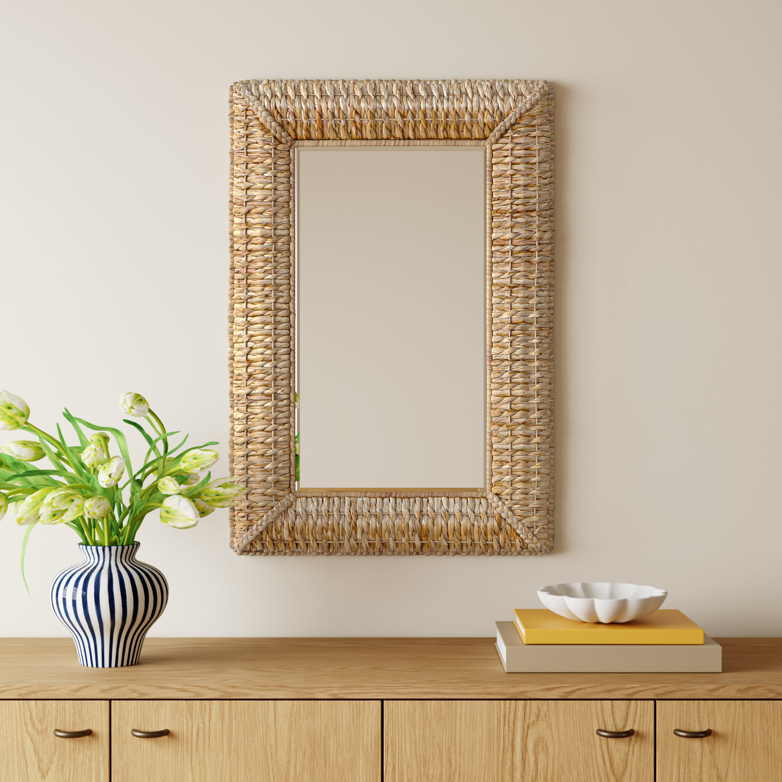 Janie Seagrass Rectangle Wall Mirror