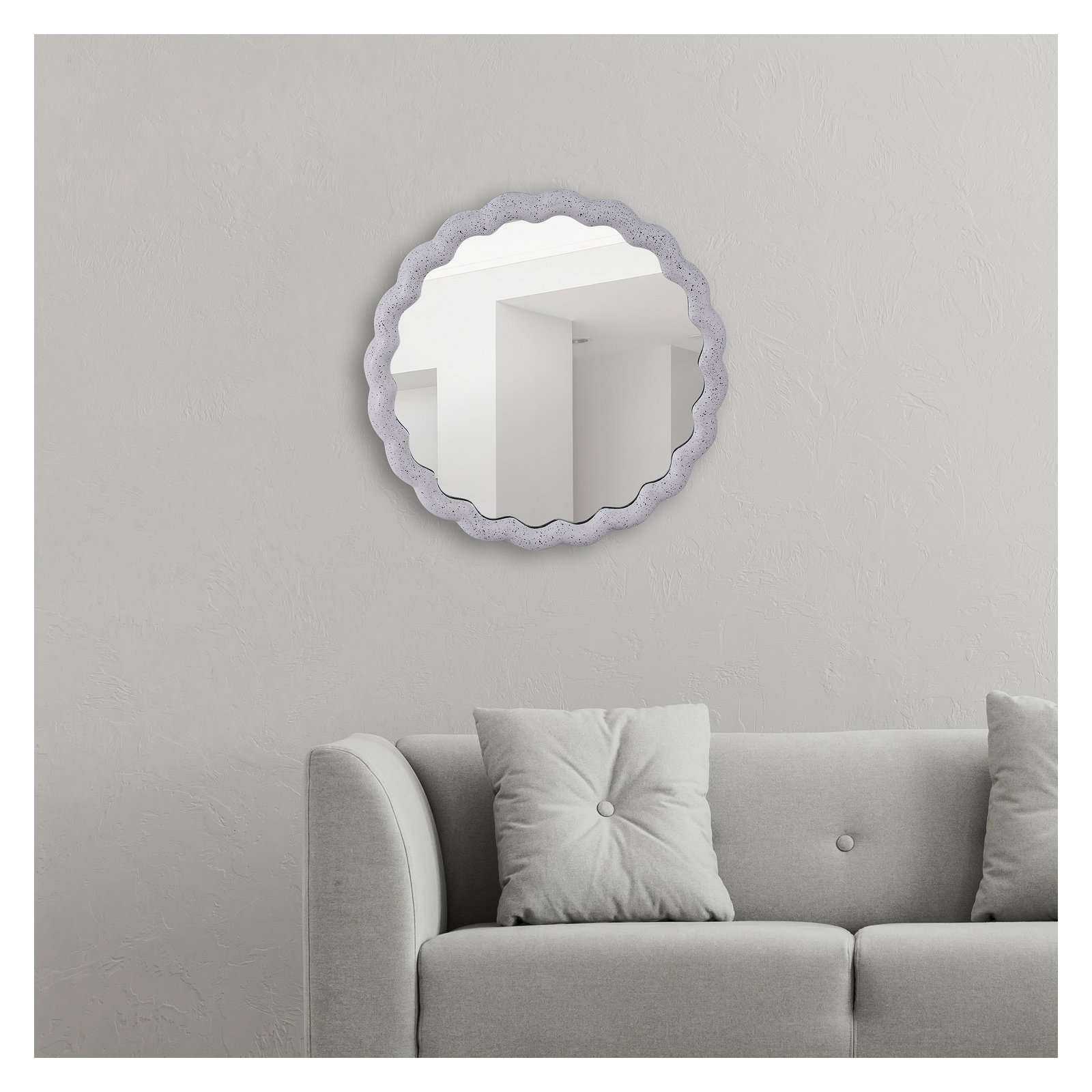 Aluminum Wave Mirror Medium, White, 20" x 20"