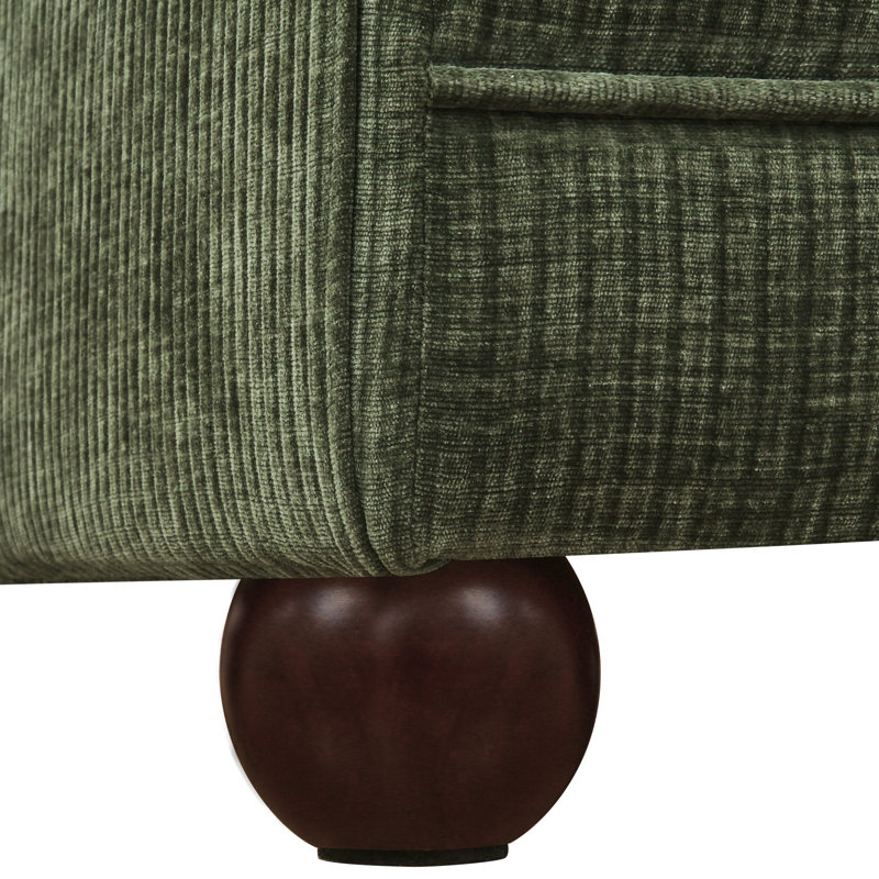 Ethan 82" Chenille Upholstered 3-Seater Sofa, Army-Green