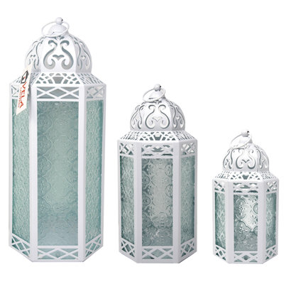 Moroccan Candle Lantern Set for Patio or Porch
