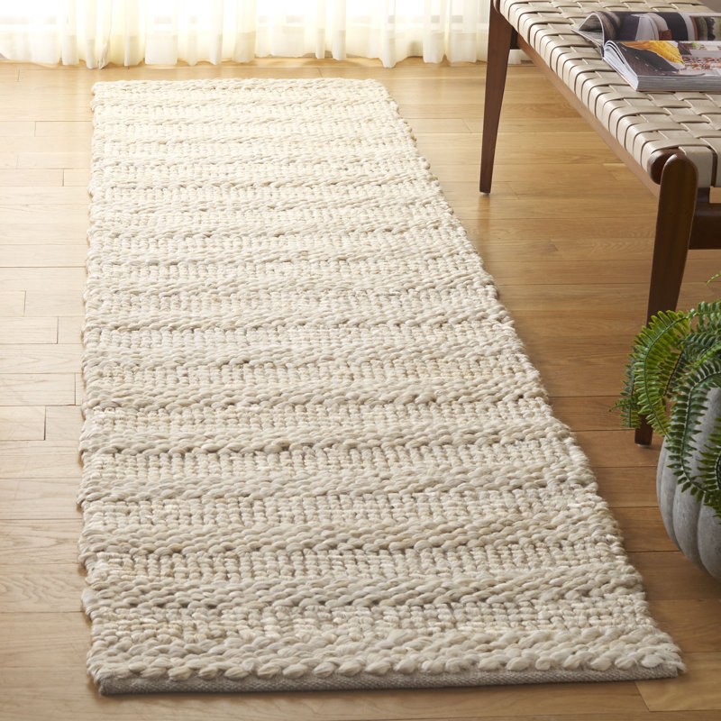 Tapis uni en jute / coton Keyia, Tapis de couloir 2 pi 3 po x 9 pi