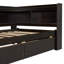 Structure de lit simple pour bibliothèques en forme de L avec prises de courant, avec ports de charge USB, deux tiroirs-892311631