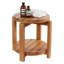 Tabouret de douche rond à 2 niveaux avec tablette de rangement, banc de douche en bois de teck d'Indonesie entièrement assemblé pour salle de bain / extérieur