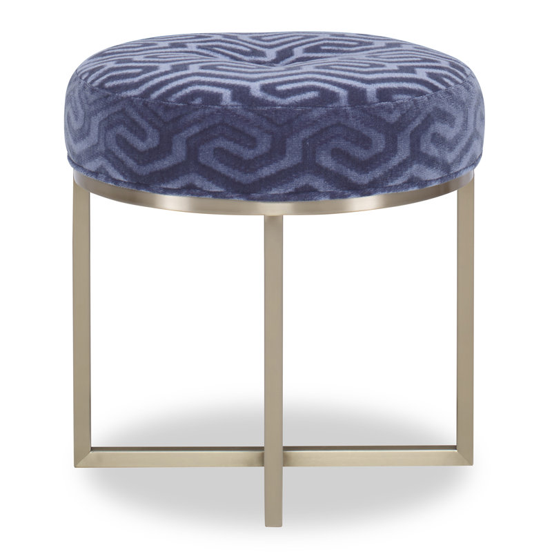 Penny Round Ottoman, Filigree Ivory 100% Polyester