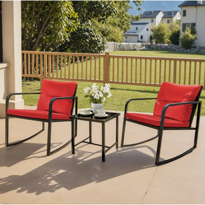 Beauman Metal 2 - Person Rocking Seating Group with Cushions by Wrought Studio
