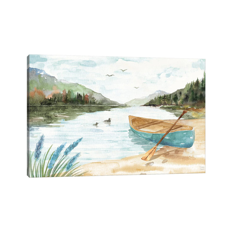 «Lake Love I» par Dina June - peinture sur toile tendue, H 18 po x l 26 po x P 1,5 po