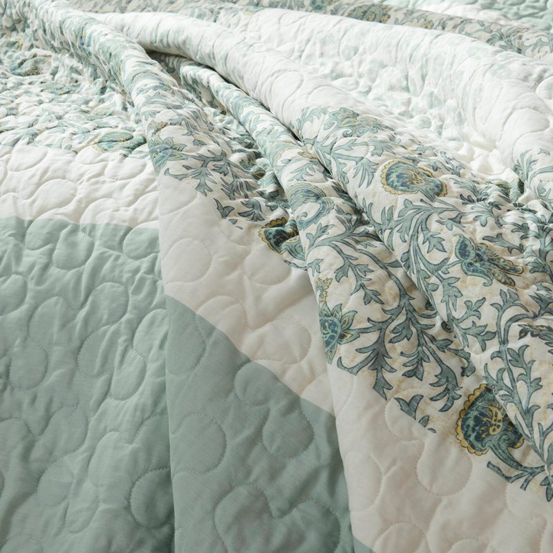 Ensemble de courtepointe en coton 6 pièces, Turquoise, King Quilt + 5 Additional Pieces