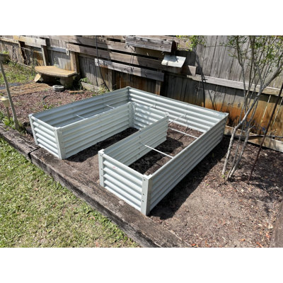 Jardinière surélevée en acier galvanisé en forme de U Anleolife, blanche