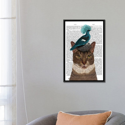 «Cat with Nest and Blue Bird I», impression sur toile