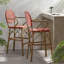 Ensemble de 2 tabourets de bar d'extérieur en osier et aluminium 29,5 po, finition bambou-400550289