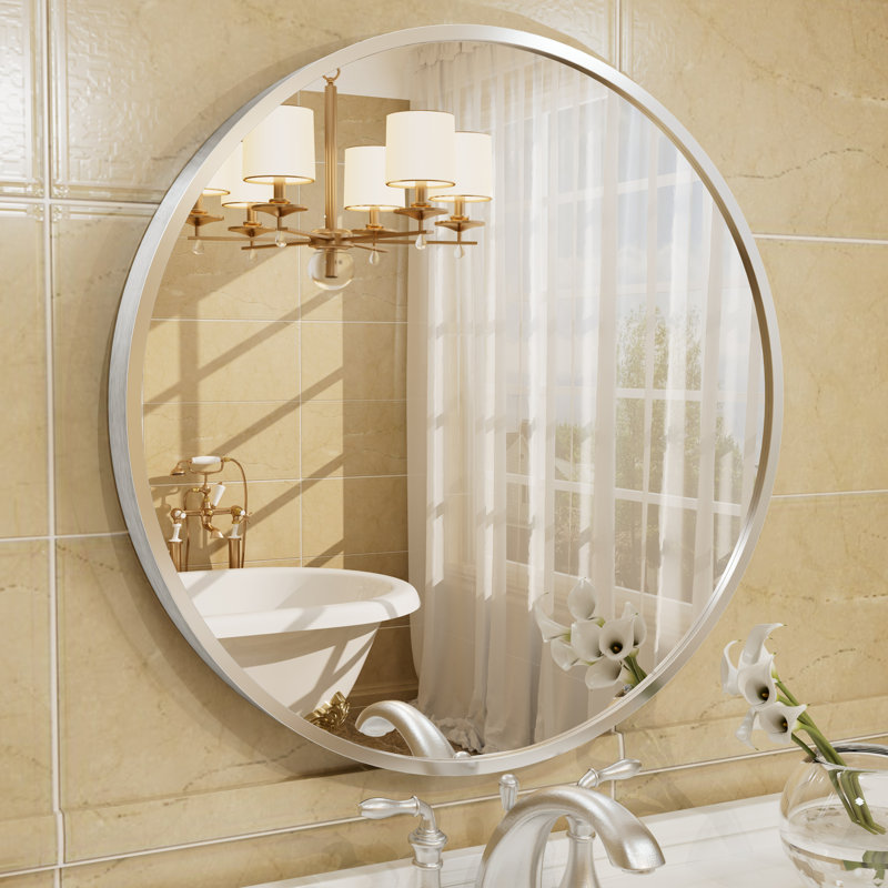 Miroir mural Amara, 24 po x 24 po, Argent brossé