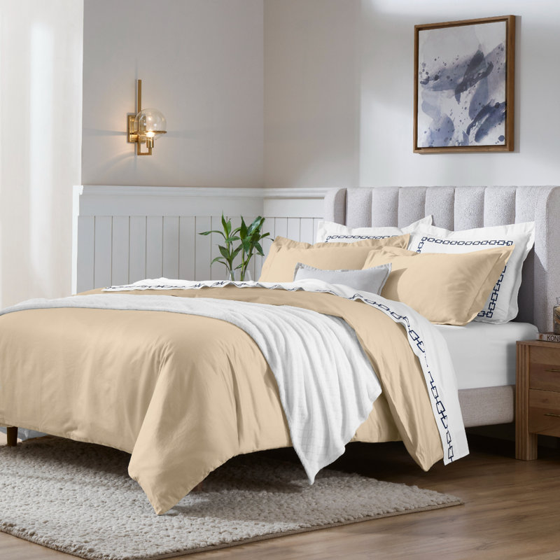 Ensemble de housse de couette de luxe en coton égyptien certifié 650 fils Luxury, Lin