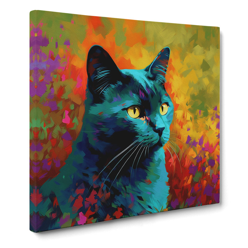 Cat Colour Field Painting No.4 - Wrapped Canvas, 50cm H x 50cm W x 3cm D