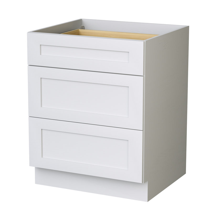 Armoires de cuisine en contreplaqué avec 3 tiroirs, Blanc, 36"