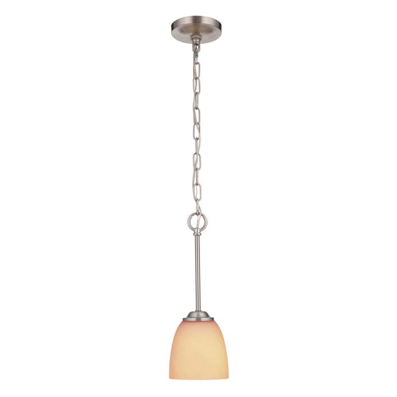 1 - Light Single Pendant, Brushed Polished Nickel, Clear Seeded