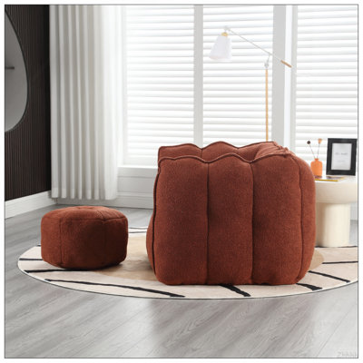 Fauteuil à billes souple avec mousse haute résilience (jetons) pour le salon et la chambre à coucher, canapé carré confortable avec repose-pieds, housse pour adultes pour jouer, lire et regarder la télévision