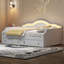 Lit de jour double rembourré avec DEL et 2 tiroirs, beige-1370016974-1370016975