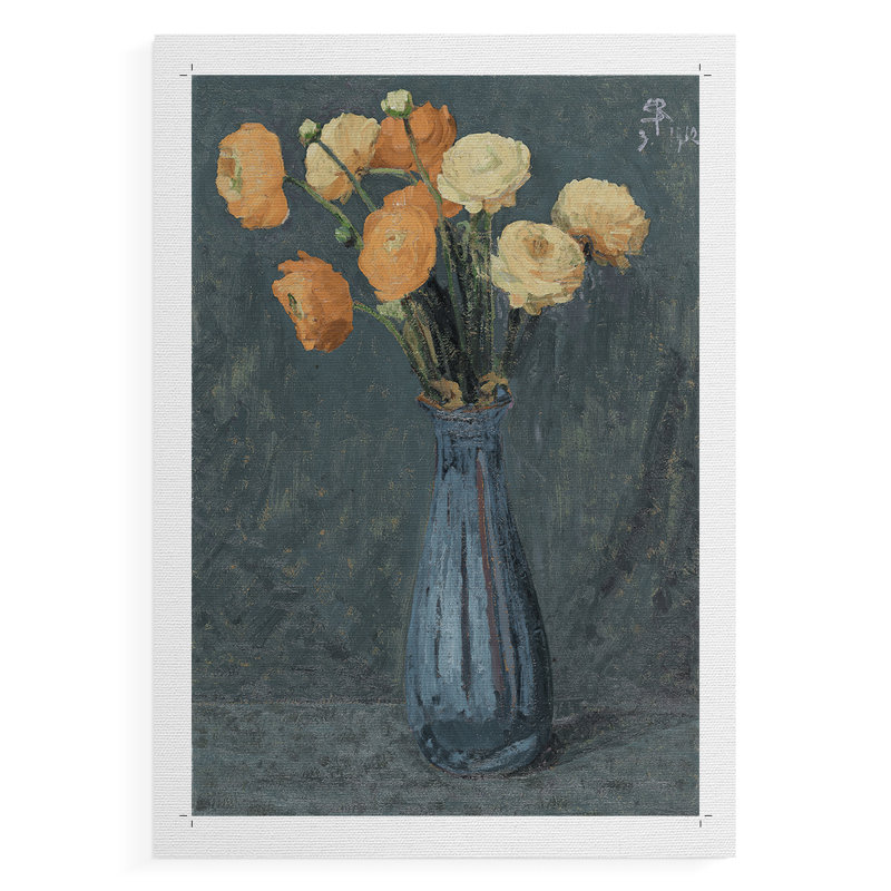 Imprimé floral rétro CCLII - Impression sur toile seulement - NON-CADRE, H 36 po x l 24 po