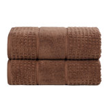 Hiyabel Zero Twist Cotton Solid Waffle Honeycomb Plush Soft Absorbent Medium Weight Bath Sheet