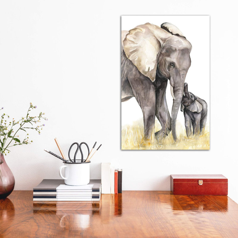 Décoration murale éléphant, Toile tendue, H 12 po x l 8 po x P 0,75 po