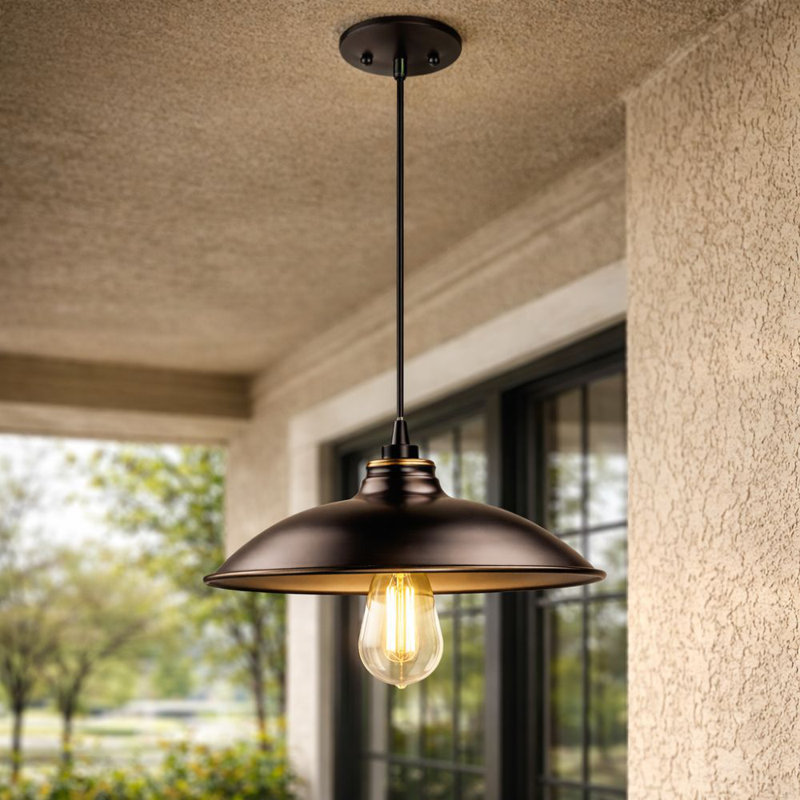 Luminaire suspendu d'extérieur 1 lumière, Noir mat