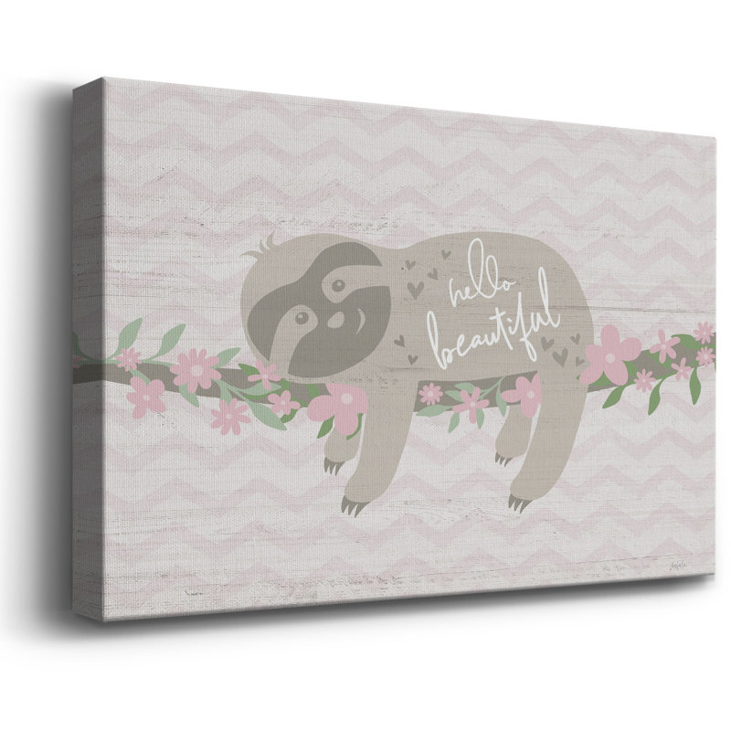 Floral Sloth Premium Gallery Wrapped Canvas - Ready to Hang, 18" H x 27" W