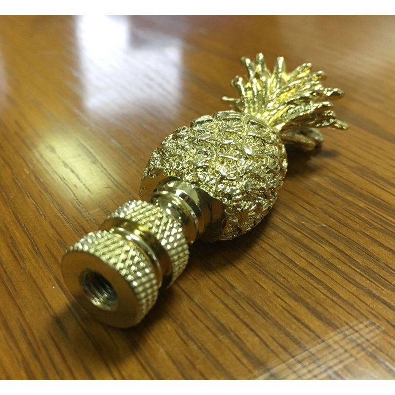 Trendy Resort Pineapple Lamp Finial, Polished Brass