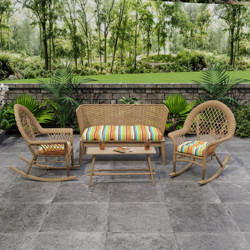 Outdoor Wicker Cushion Set for Bench and 2 Seats, Covert Breeze