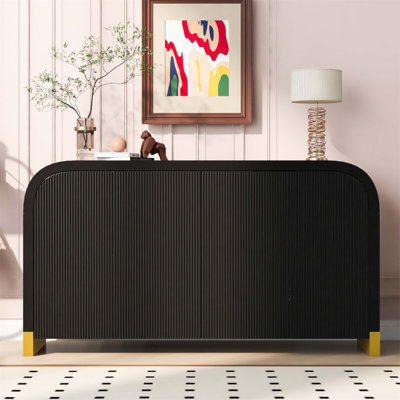 Armoire à panneau ondulé 4 portes à 4 portes avec tablettes réglables, parfaite pour le bureau et le salon