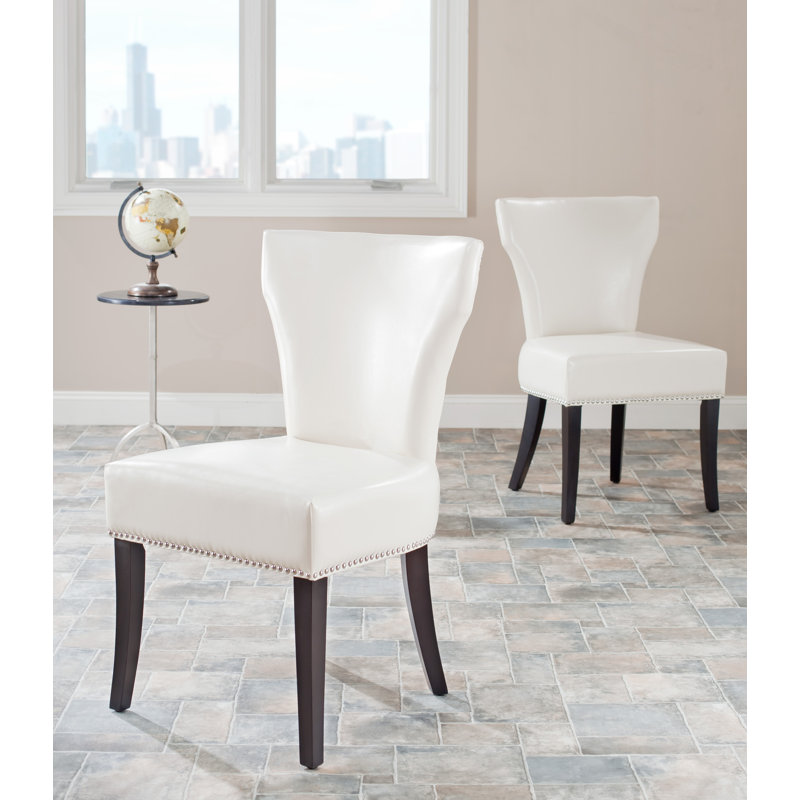 Jappic 21.7'' H Cotton Upholstered Parsons Chair, Flat Cream Faux Leather