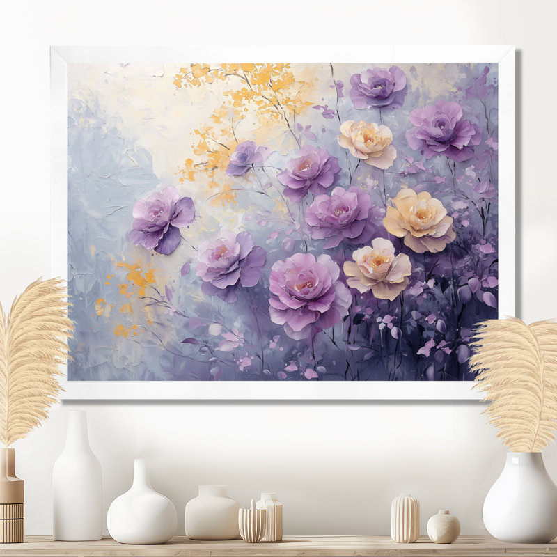 «Delicate Lavender Rose Radiance - Roses», art mural, Reproduction encadrée d'une seule photo, H 30 po x l 40 po, Blanc
