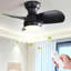 23 Inch Bedroom Ceiling Fan With 3 ABS Blades Remote Control DC Motor Black With 18W Led Light