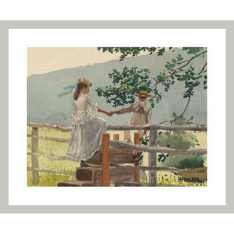 «On the Stile» par Winslow Homer, impression giclée sur cadre, H 23,5 po x l 28,44 po