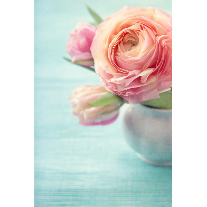 Pink Flowers - Wrapped Canvas Print, 122cm H x 81cm W x 3.8cm D