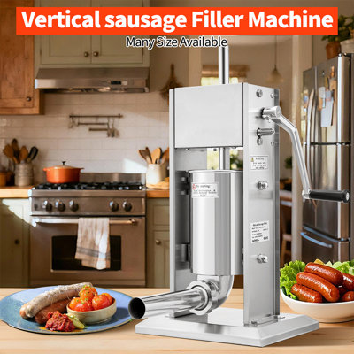 3L/5L/7L Vertical Sausage Stuffer Machine with 5 Stainless Steel Stuffing Tubes, Easy-Clean Detachable Design