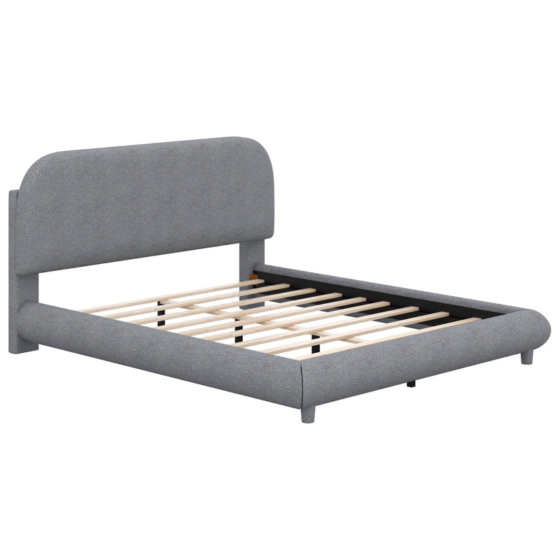 Lit en molleton Teddy, Grand lit, Gris 1