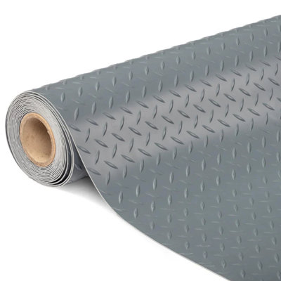 240" X 90" Thickened Diamond Plate PVC Garage Floor Mat In Blue