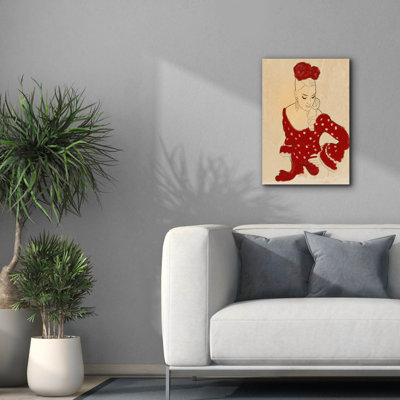 «Danseuse de flamenco espagnole dans une robe à pois» par Sabrina Balbuena, art mural sur toile, 18 po x 26 po