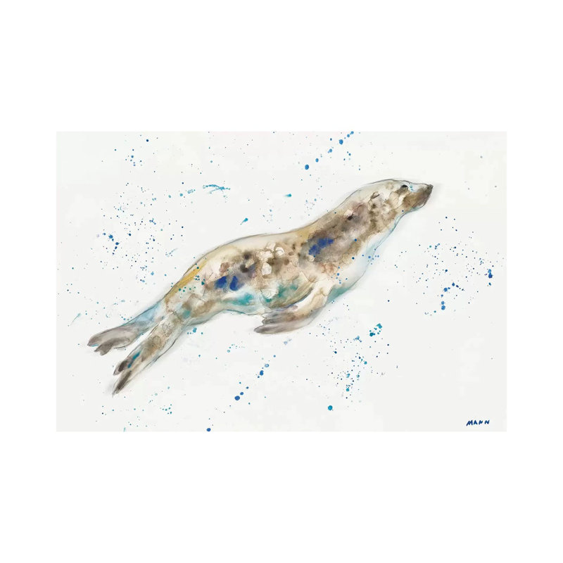 «Seal» par Patti Mann - peinture sur toile tendue, H 26 po x l 40 po x 1,5 po