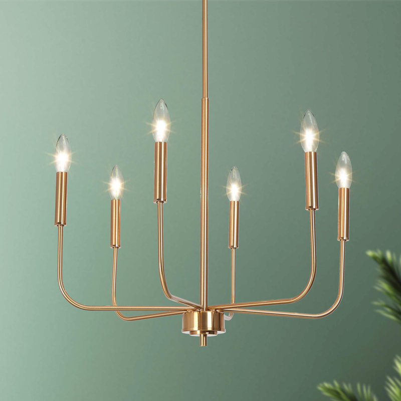 Xavieyah 6 - Light Dimmable Chandelier, Electroplating Brass