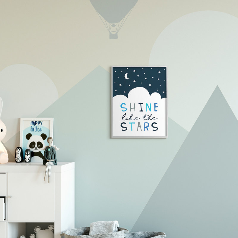 «Shine Like The Stars Expression Night Sky Clouds», H 20 po x l 16 po, Giclée encadrée noir minuit