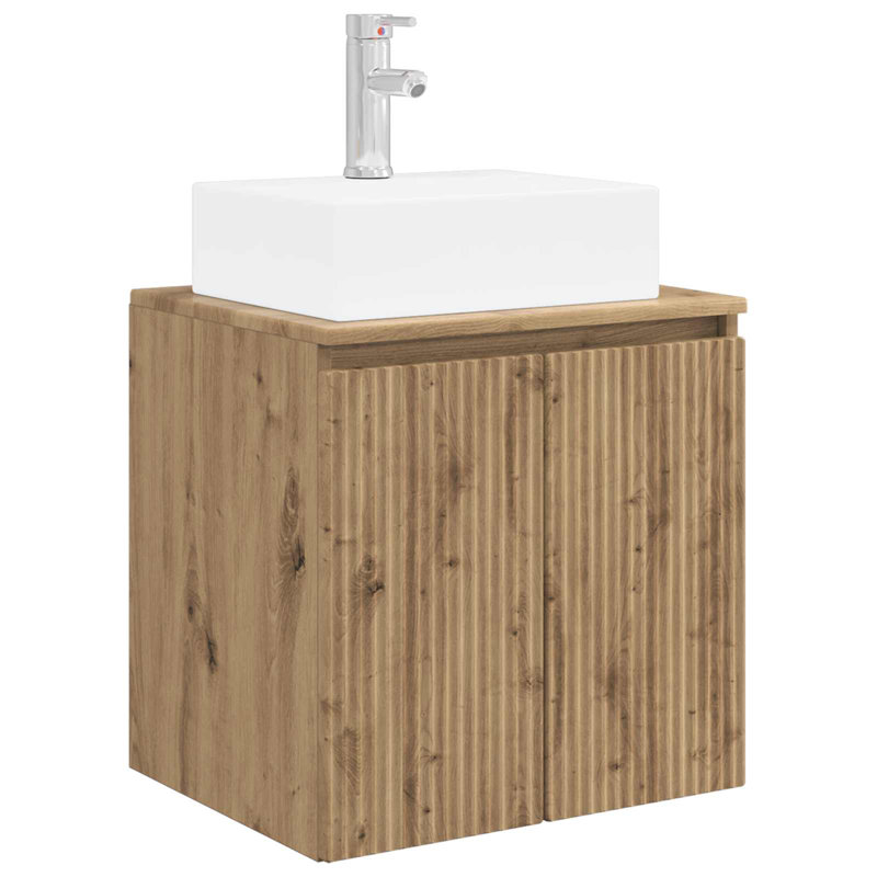 Single Bathroom Vanity with Ceramic Basin, Artisan Oak
