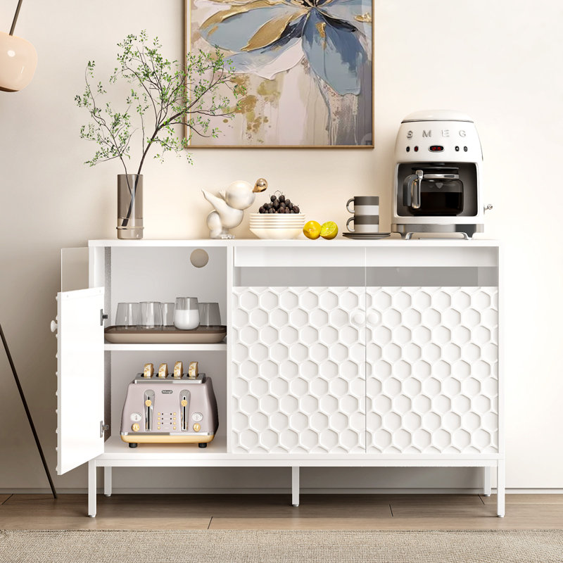 Buffet avec DEL et station de charge, Blanc