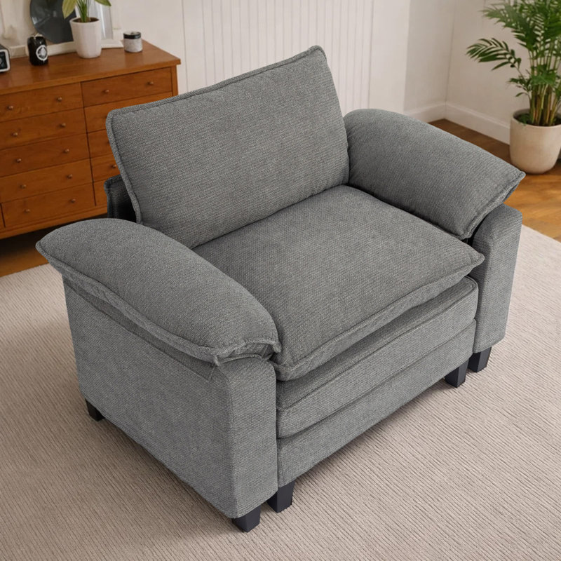 Fauteuil d'appoint rembourré Modern Comfy, Chenille gris pâle