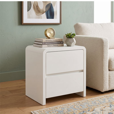 Table de chevet 2 tiroirs, table de chevet avec tiroirs de rangement, table de chevet ou table d'appoint pour salon Ginan, l 15,6 po x l 18,9 po x H 21,7 po, blanc