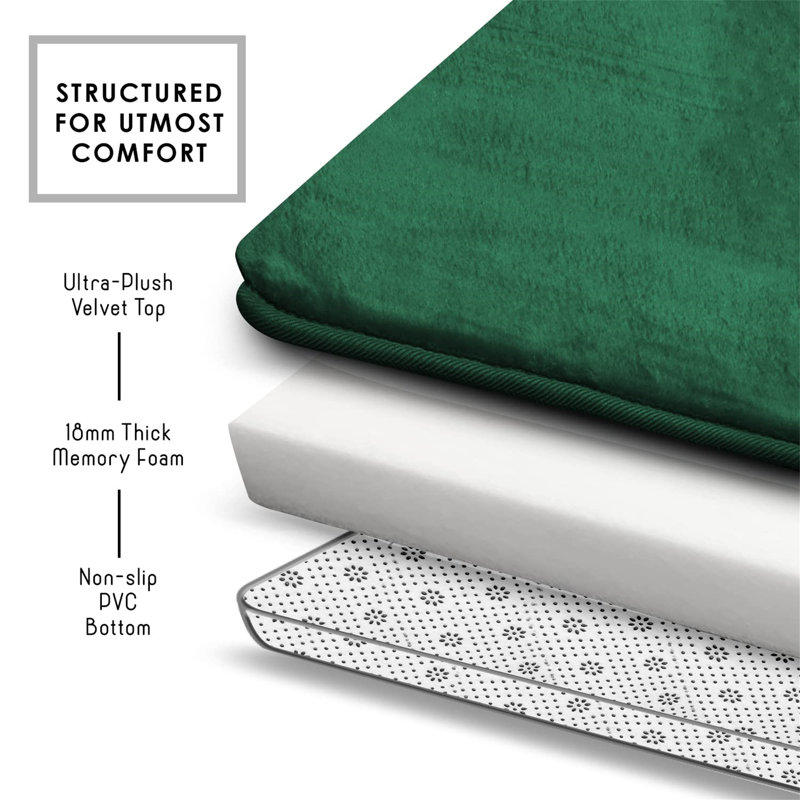 Renfred Memory Foam Non-Slip Bath Rug, Green