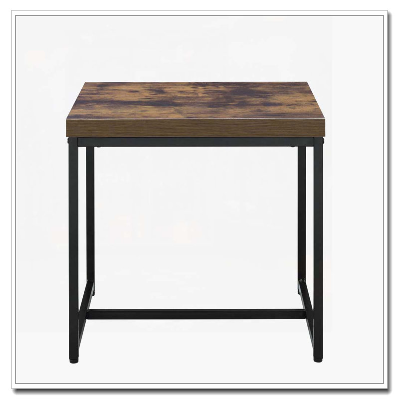 Weathered Oak and Black Rectangular End Table